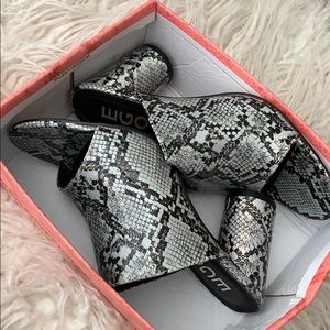 Snake print mules size 8